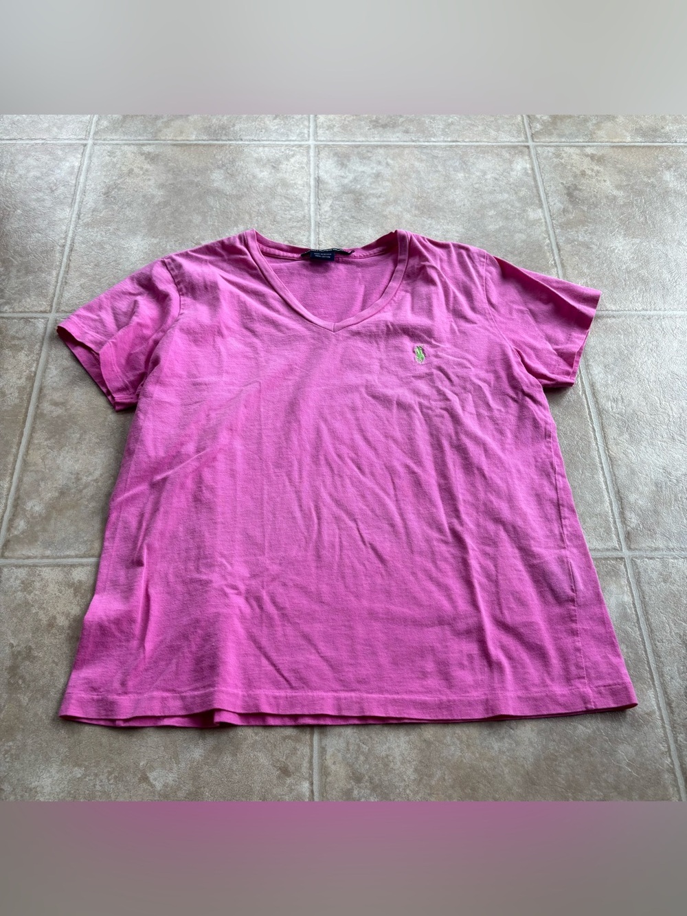 Ralph Lauren Bright Pink V-Neck Short Sleeve Tee